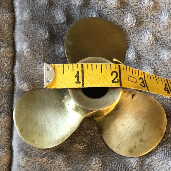 Vintage Heavy Solid Brass Boat Propeller Candle Holder. Excellent Condition.
